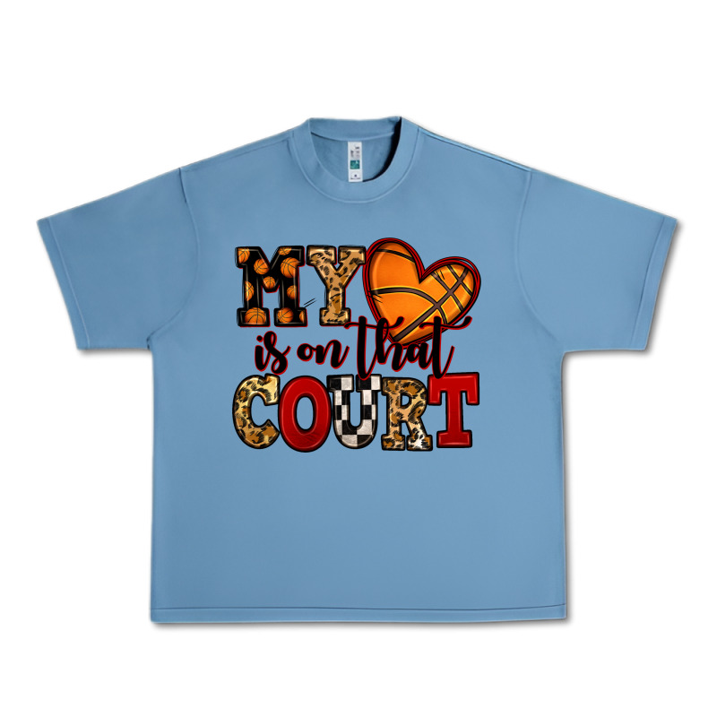 My Heart Is On That Court Basketball Red And Black Urban Heavy Tee by NancyCooperArtShop | Teevron