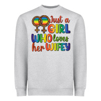 Heather Grey Just A Girl Who Loves Her Wifey Heavyweight Sweatshirt - BundleAndBundleShop