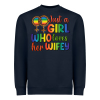 Navy Just A Girl Who Loves Her Wifey Heavyweight Sweatshirt - BundleAndBundleShop