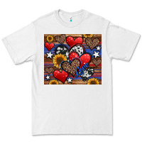 White 4th of july american hearts Premium Tee - Jasminsmagicworld