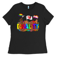 Black equality pride flags Ladies Tee - AdoDesignShop