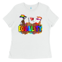 White equality pride flags Ladies Tee - AdoDesignShop