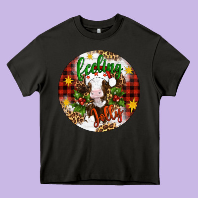 Christmas Feeling Jolly Cow Ornament Heavy Core Tee Designed By Artiststas