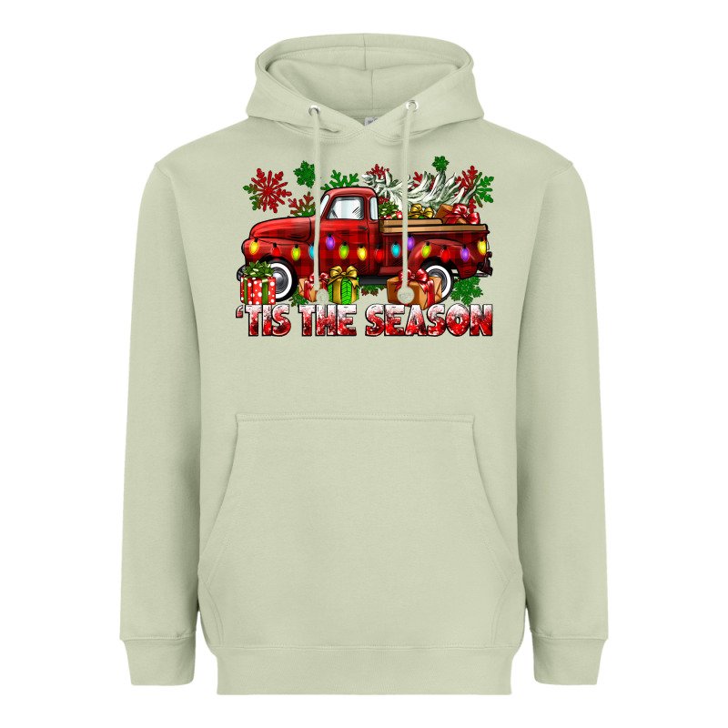 Tis The Season Christmas Truck Heavyweight Hoodie by CowGirlArtShop | Teevron