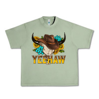 Oil Green yeehaw bull skull Urban Heavy Tee - NancyCooperArtShop