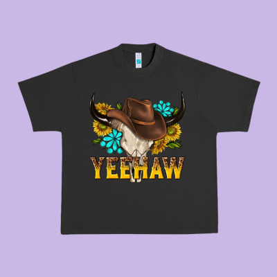 Yeehaw Bull Skull Urban Heavy Tee Designed By Nancycooperartshop