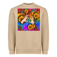 Mushroom Heart And Sunflowers With Neon Leopard Patterns Heavyweight Sweatshirt - BundleAndBundleShop