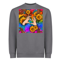 Storm Heart And Sunflowers With Neon Leopard Patterns Heavyweight Sweatshirt - BundleAndBundleShop