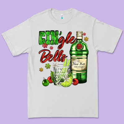 Gin`gle Bells With Bottle And Cocktail Premium Tee Designed By Adodesignshop