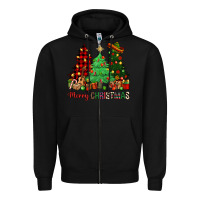 Black merry christmas trees Zipper Hoodie - NancyCooperArtShop