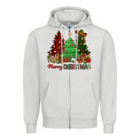 Dove Grey merry christmas trees Zipper Hoodie - NancyCooperArtShop