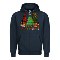 Navy merry christmas trees Zipper Hoodie - NancyCooperArtShop