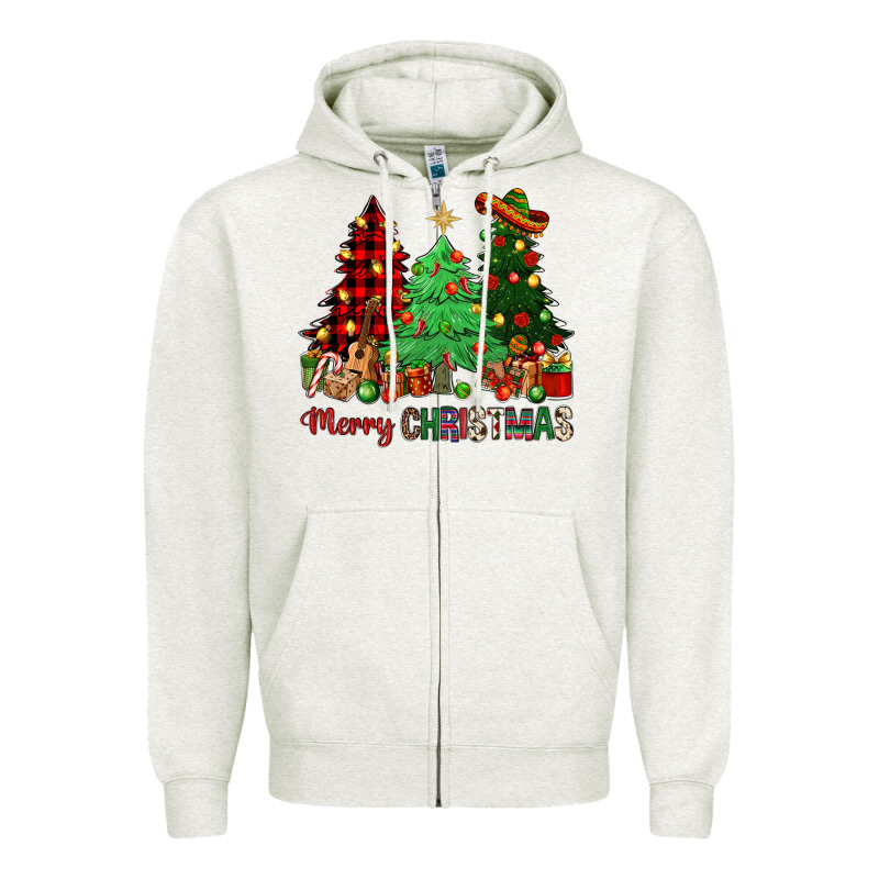 Merry Christmas Trees Zipper Hoodie by NancyCooperArtShop | Teevron