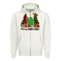 Oatmeal Heather merry christmas trees Zipper Hoodie - NancyCooperArtShop