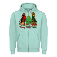 Seafoam merry christmas trees Zipper Hoodie - NancyCooperArtShop