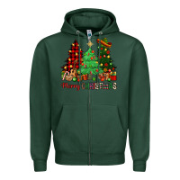 Sports Green merry christmas trees Zipper Hoodie - NancyCooperArtShop