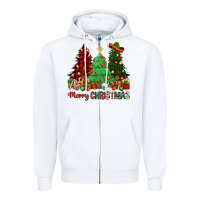 White merry christmas trees Zipper Hoodie - NancyCooperArtShop