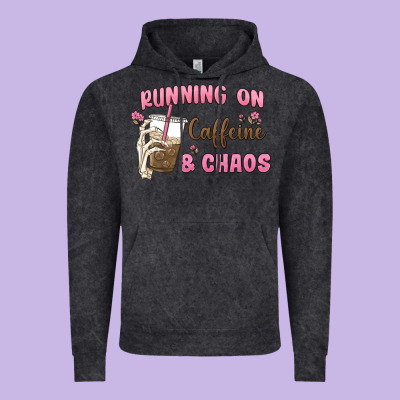 Running On Caffeine & Chaos Vintage Hoodie Designed By Maliassmallbusiness