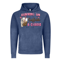 Vintage Denim running on caffeine & chaos Vintage Hoodie - MaliasSmallBusiness
