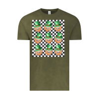 Vintage Olive boujee checker board leprechaun Vintage Tee - MaliasSmallBusiness