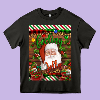 Christmas Feeling Jolly Santa Heavy Core Tee Designed By Artiststas