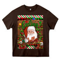 Chocolate Brown Christmas Feeling Jolly Santa Heavy Core Tee - Artiststas