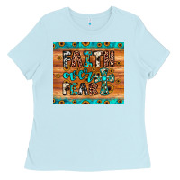 Baby Blue faith over fear Ladies Tee - JahusDesignShop