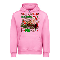 Fuchsia Pink all i want for christmas is a pig Urban Hoodie - FaDigitalArtStudio