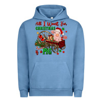 Pigment Pebble Blue all i want for christmas is a pig Urban Hoodie - FaDigitalArtStudio