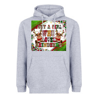 Heather Grey just a girl who loves reindeer Heavyweight Hoodie - CowGirlArtShop
