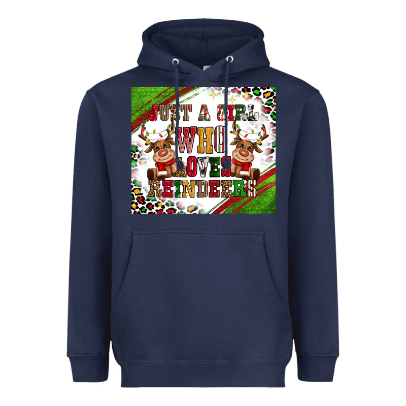 Just A Girl Who Loves Reindeer Heavyweight Hoodie by CowGirlArtShop | Teevron