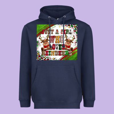 Just A Girl Who Loves Reindeer Heavyweight Hoodie Designed By Cowgirlartshop