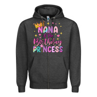 Charcoal Heather nana of the birthday princess Zipper Hoodie - NancyCooperArtShop