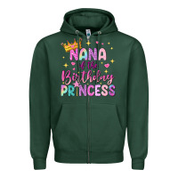 Sports Green nana of the birthday princess Zipper Hoodie - NancyCooperArtShop