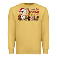 Antique Gold all want for christmas is a cow Premium Sweatshirt - CowGirlArtShop