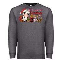 Charcoal Heather all want for christmas is a cow Premium Sweatshirt - CowGirlArtShop
