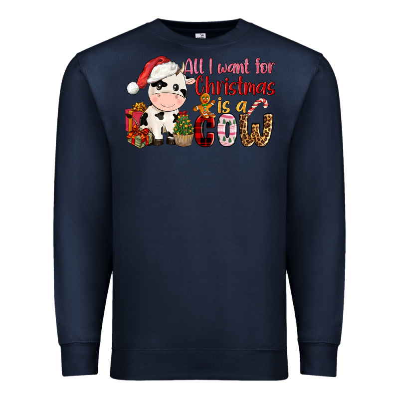 All Want For Christmas Is A Cow Premium Sweatshirt by CowGirlArtShop | Teevron