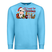 Ocean Blue all want for christmas is a cow Premium Sweatshirt - CowGirlArtShop