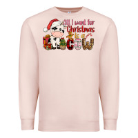 Pale Pink all want for christmas is a cow Premium Sweatshirt - CowGirlArtShop