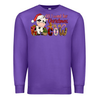 Purple all want for christmas is a cow Premium Sweatshirt - CowGirlArtShop