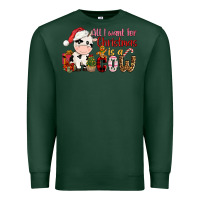 Sports Green all want for christmas is a cow Premium Sweatshirt - CowGirlArtShop