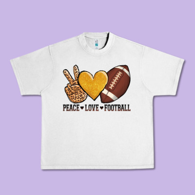 Peace Love Football Urban Heavy Tee Designed By Adodesignshop