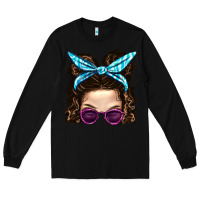 Black Messy Bun Mom And Pink Leopard Sunglasses Long Sleeve Tee - BundleAndBundleShop