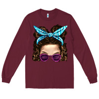 Burgundy Messy Bun Mom And Pink Leopard Sunglasses Long Sleeve Tee - BundleAndBundleShop