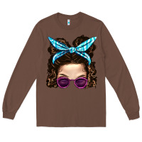 Chestnut Messy Bun Mom And Pink Leopard Sunglasses Long Sleeve Tee - BundleAndBundleShop