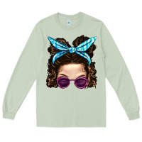 Matcha Messy Bun Mom And Pink Leopard Sunglasses Long Sleeve Tee - BundleAndBundleShop