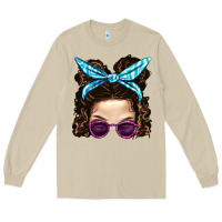 Mushroom Messy Bun Mom And Pink Leopard Sunglasses Long Sleeve Tee - BundleAndBundleShop