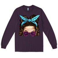 Plum Messy Bun Mom And Pink Leopard Sunglasses Long Sleeve Tee - BundleAndBundleShop