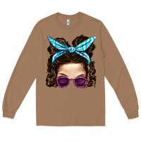 Toasted Coconut Messy Bun Mom And Pink Leopard Sunglasses Long Sleeve Tee - BundleAndBundleShop