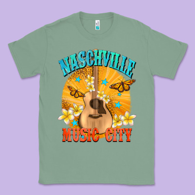 Naschville Music City Classic Tee Designed By Nancycooperartshop
